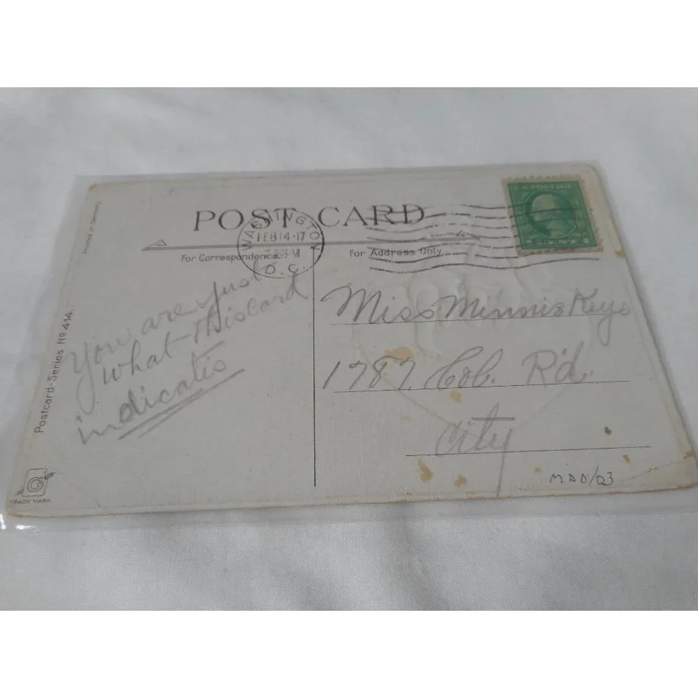 Vintage Valentine's Postcard 1917 posted w/ stamp Children Fairy Embossed